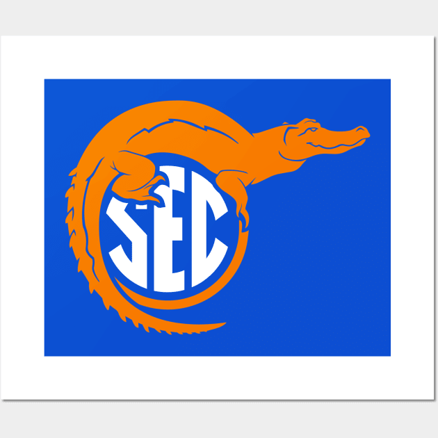 Florida Top of SEC - On Blue Wall Art by humbulb